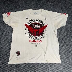 Ecko Unlimited MMA World Famous Skull Wings T Shirt Mens XL White Graphic‎ Tee